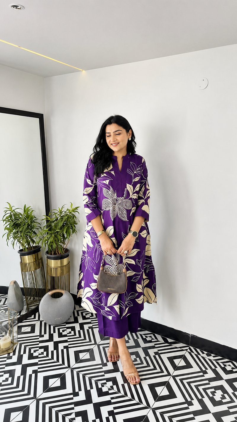 Royal Purple Daily Wear Kurti Set