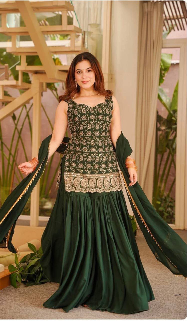 Sharara plazzo and Dupatta
(MD-3093) Green