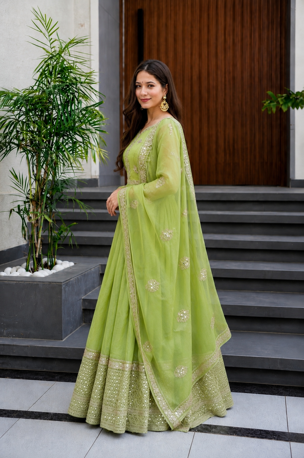 Pista Noor Embroidered Anarkali Set