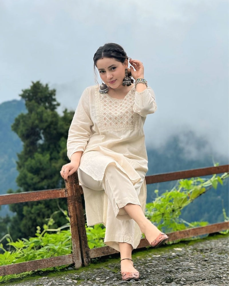 Ivory Mountain Breeze Cotton Kurta Set