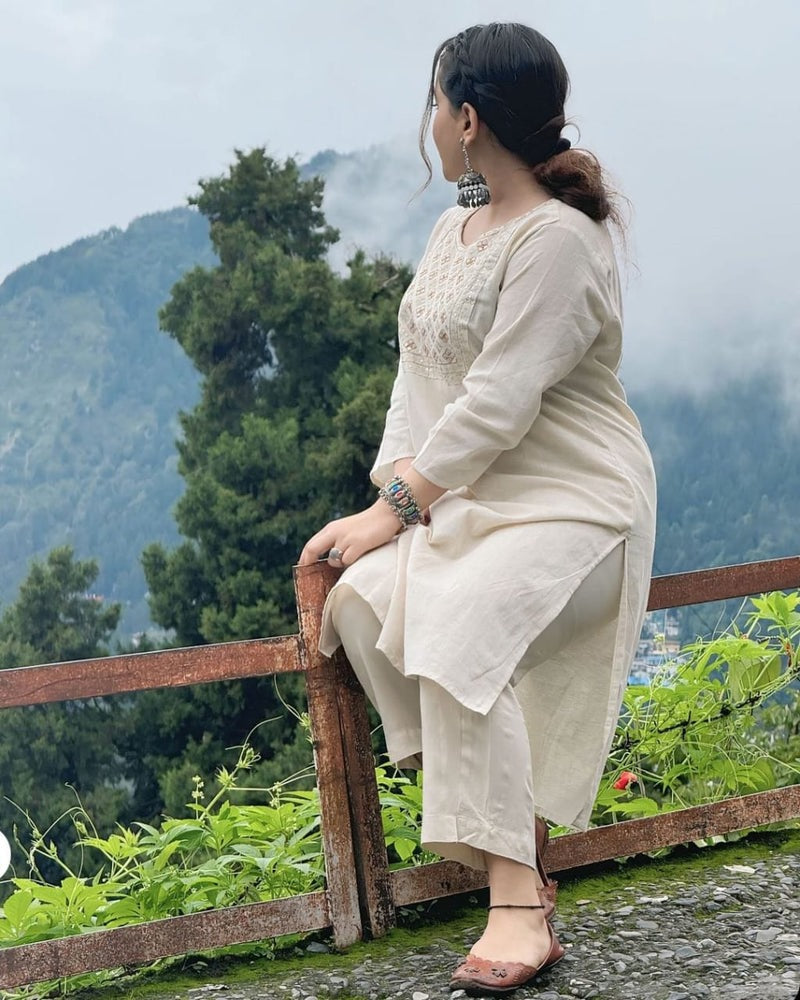 Ivory Mountain Breeze Cotton Kurta Set