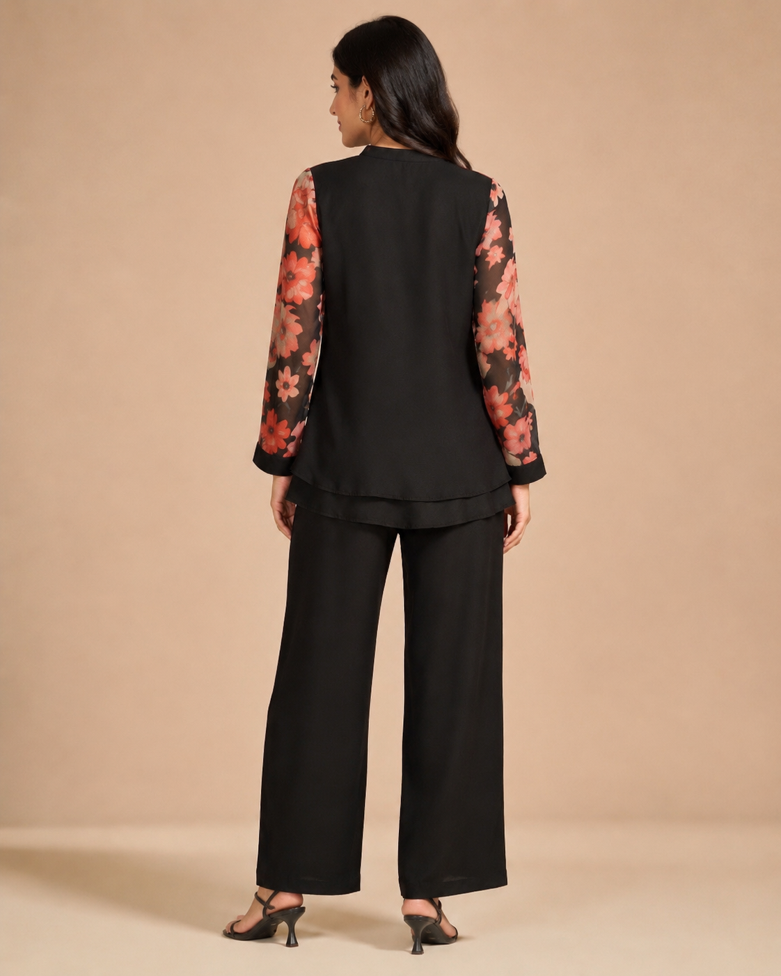 Black Floral Sleeve Co-ord Set