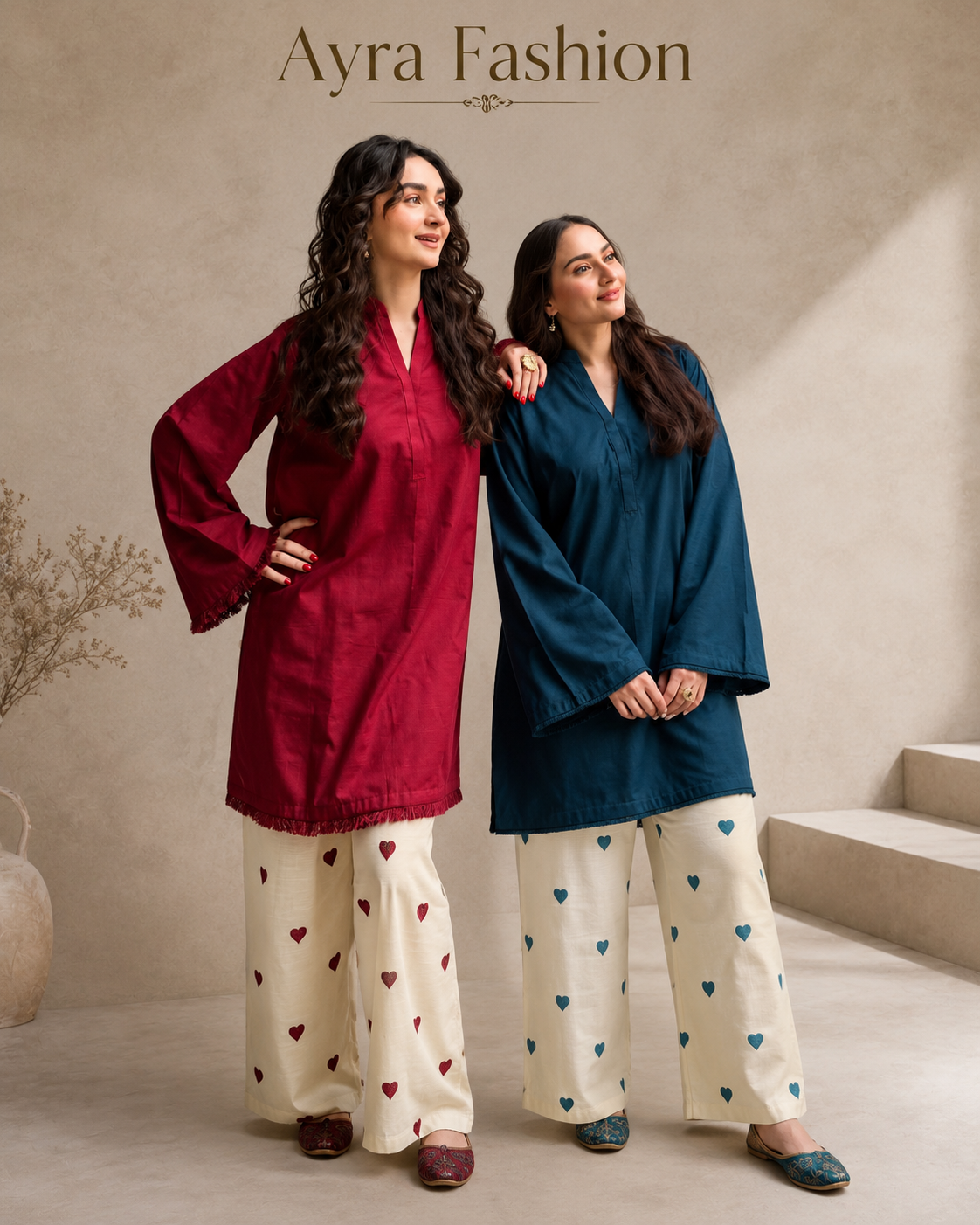 Hania Aamir’s Red Hearts Pure Cotton Co-ord Set