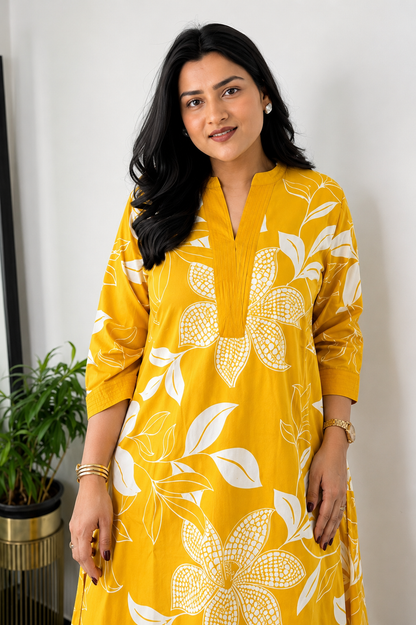 Royal Yellow Daily Wear Kurti Set