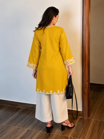 Mustard Noor Cotton Embroidered Co-ord Set