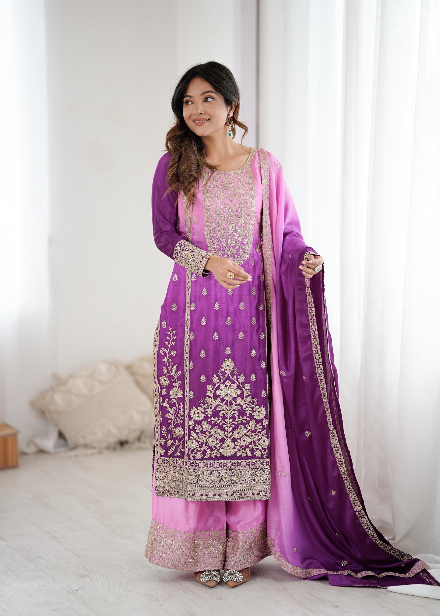 The Royal Ombre Silk Set:-Purple (1621)