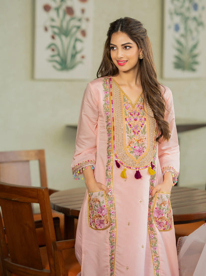WOMEN'S PURE VISCOSE CHANDERI SILK KURTA SET
(INDIRA)