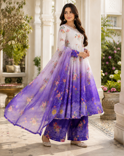 ANARKALI SET SUPER HIT GOWN & DUPATTA SET, WITH EMBROIDERY (1126) Purple