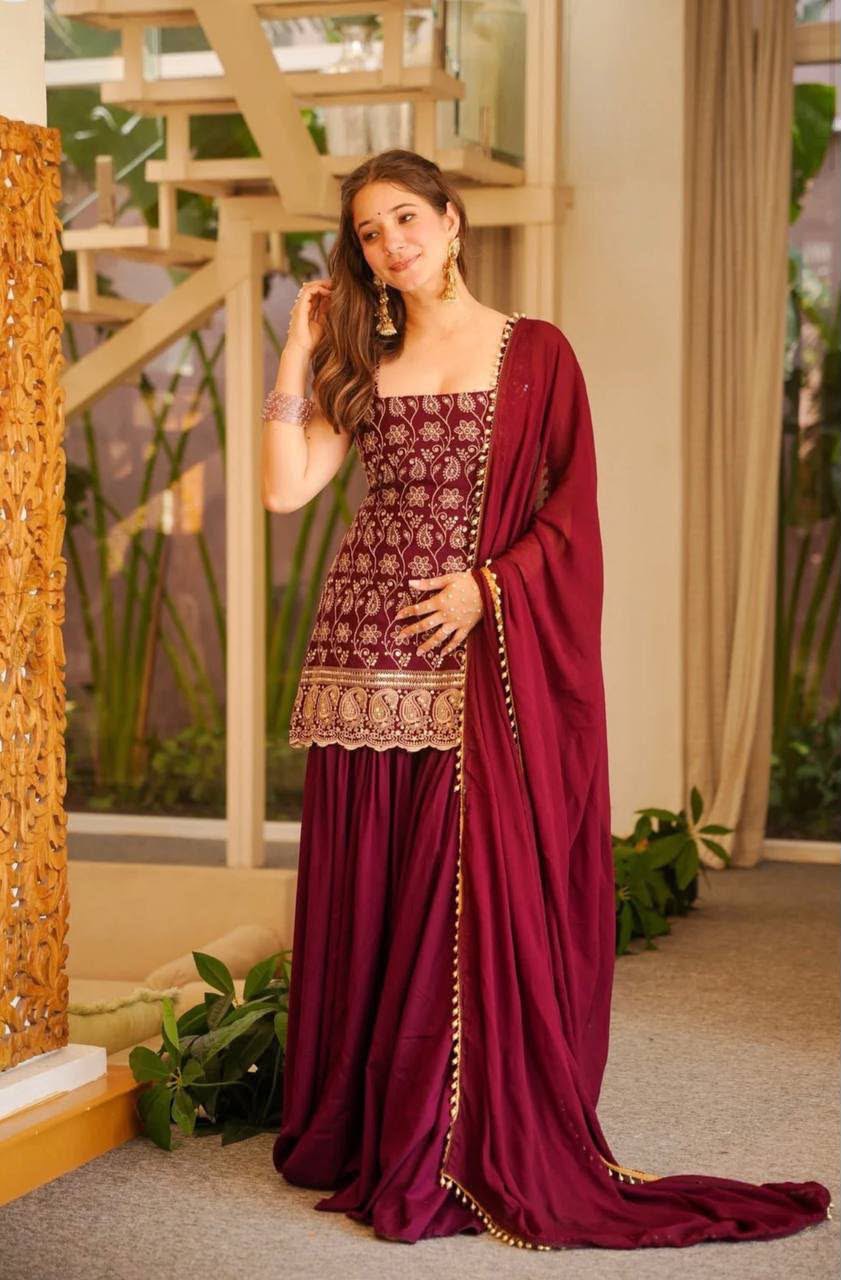 Sharara plazzo and Dupatta❤️ 
(MD-3093) Red
