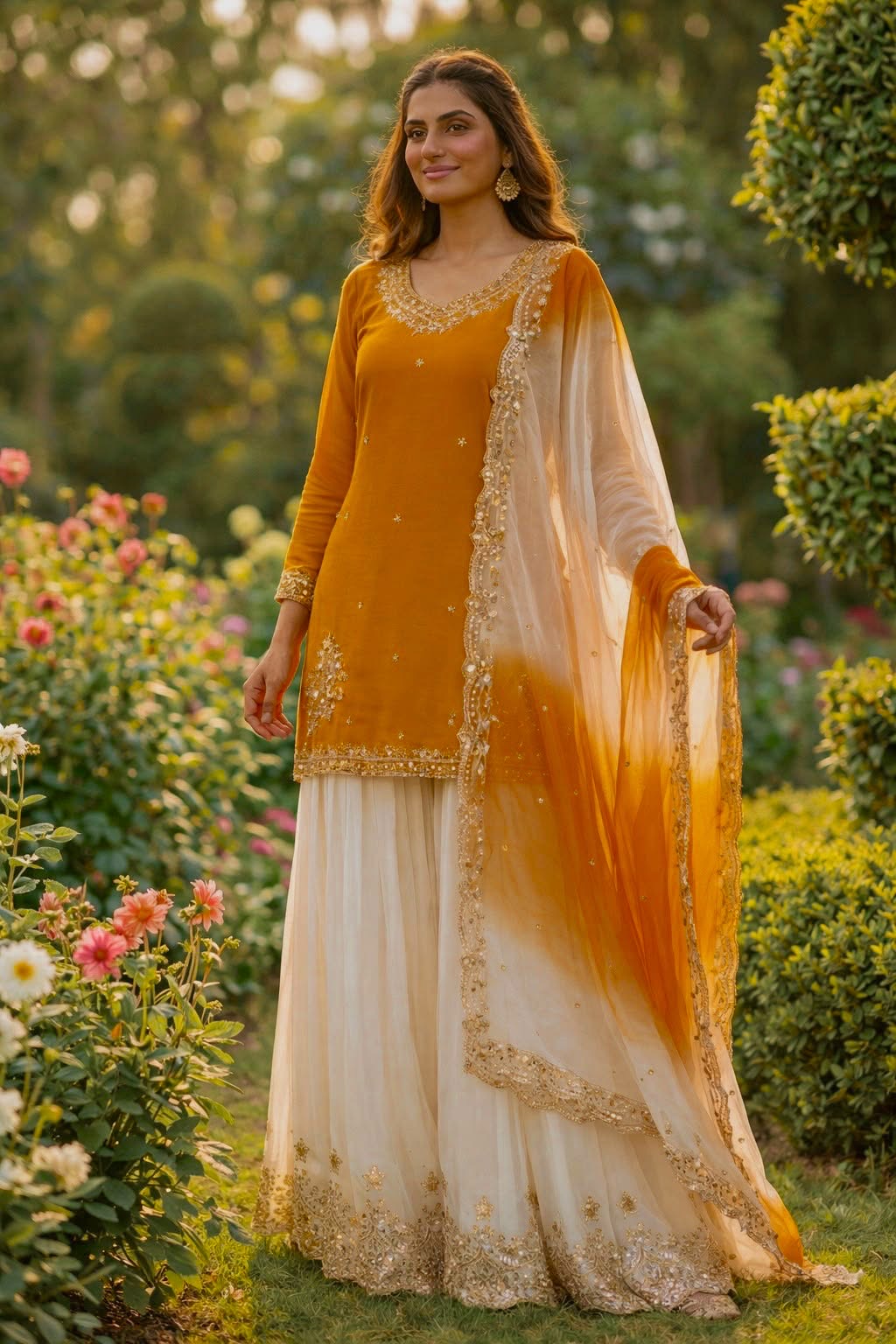 Sunehri Noor Festive Sharara Set (1041) orange