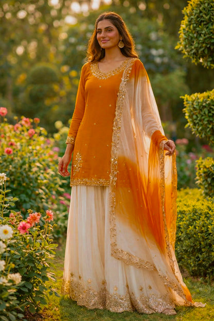 Sunehri Noor Festive Sharara Set (1041) orange