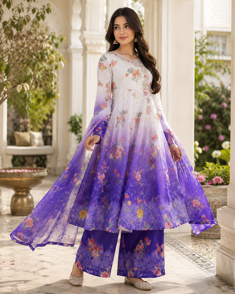 ANARKALI SET SUPER HIT GOWN & DUPATTA SET, WITH EMBROIDERY (1126) Purple