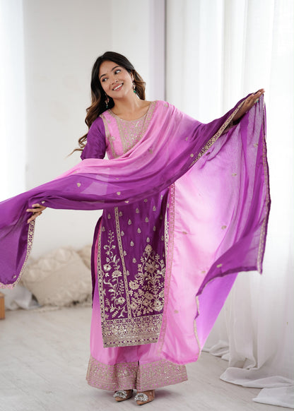 The Royal Ombre Silk Set:-Purple (1621)