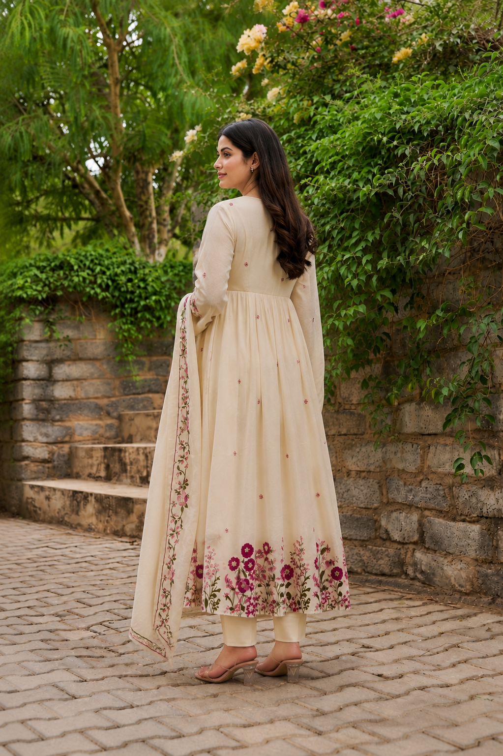 Ivory Garden Bloom Soft Cotton Suit Set