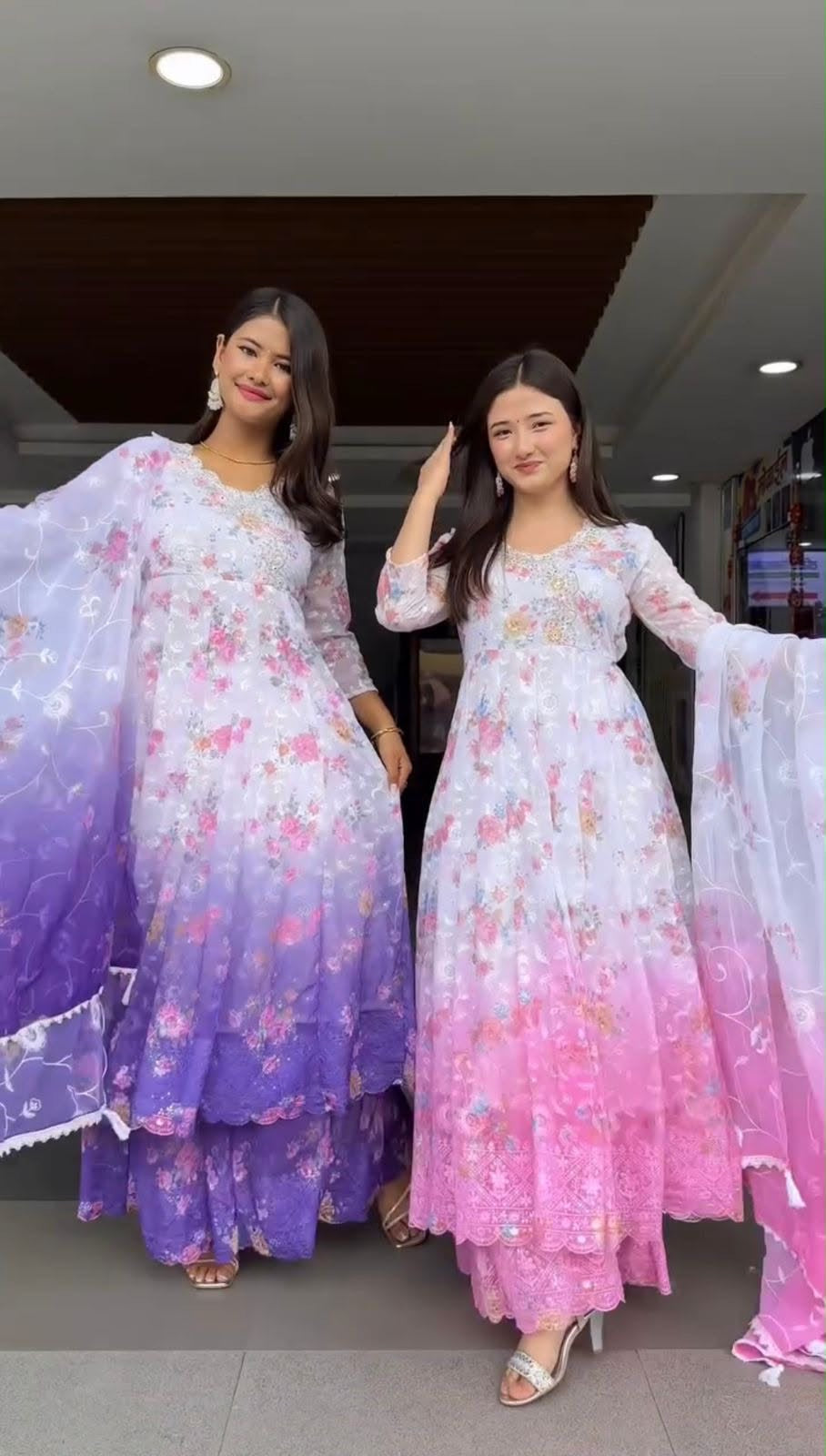 ANARKALI SET SUPERHIT TRENDING GOWN & DUPATTA SET WITHEMBROIDERY(1126)Pink