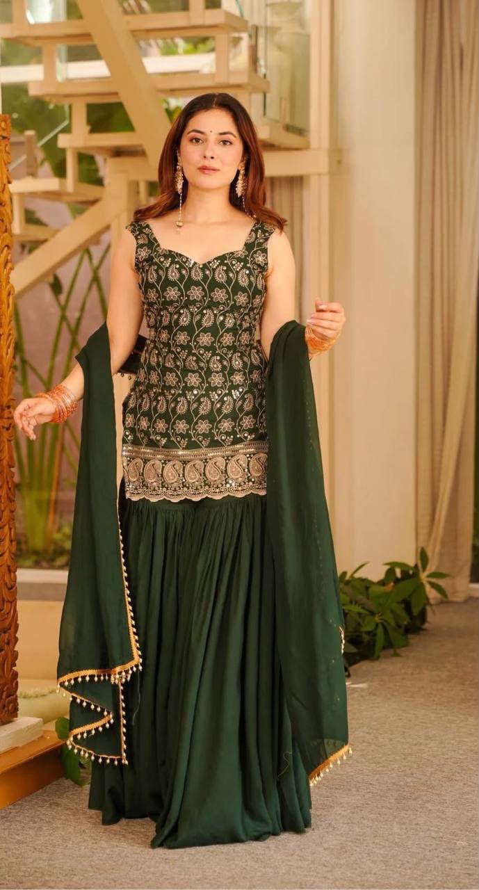 Sharara plazzo and Dupatta
(MD-3093) Green