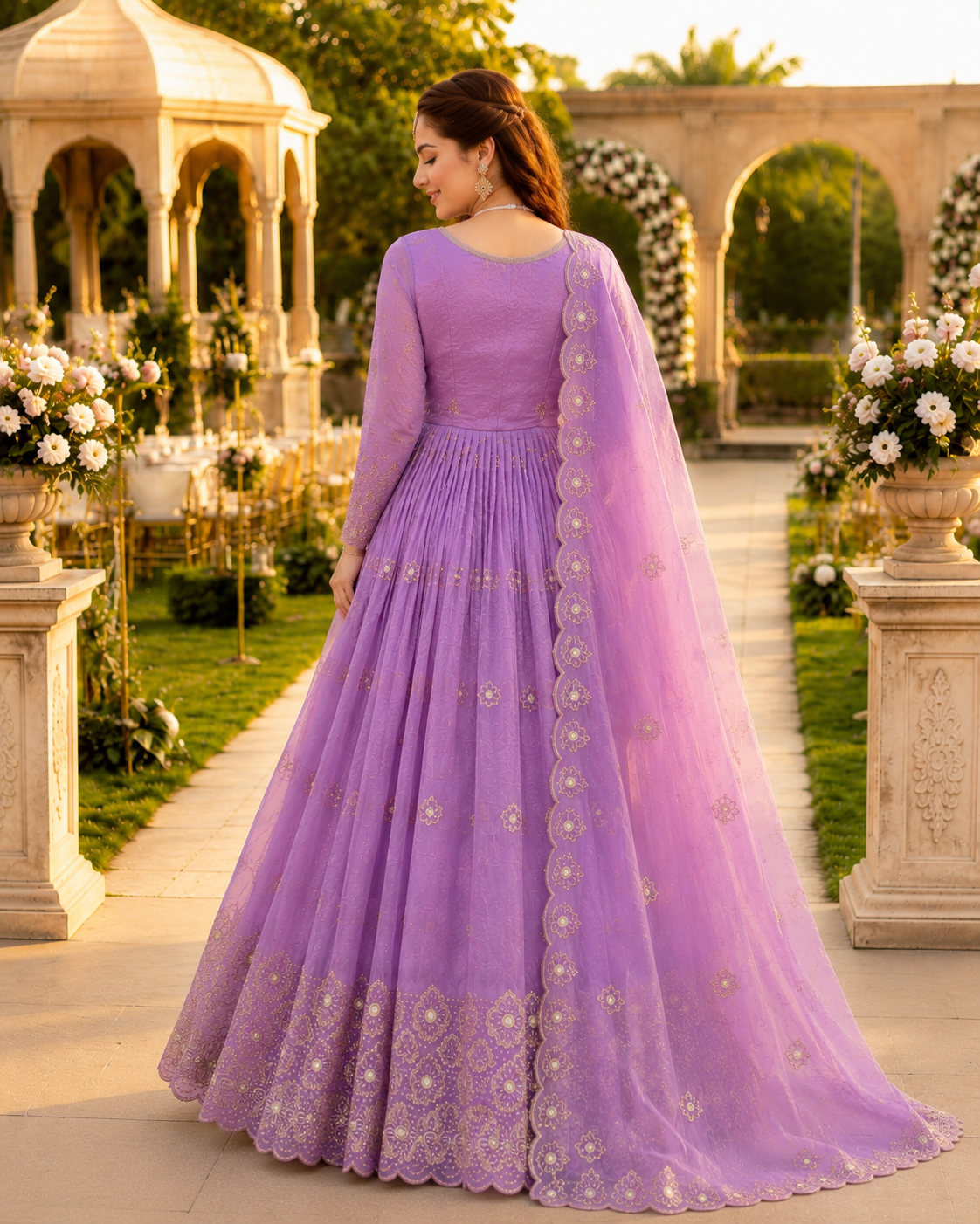 New Designer Party Gown Pent & Dupatta Set (purple)-10018
