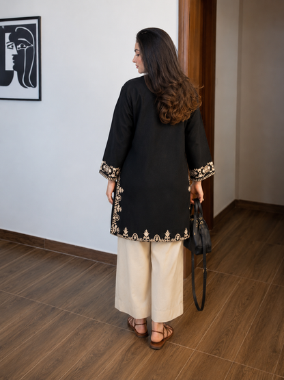 Midnight Zari Cotton Embroidered Co-ord Set