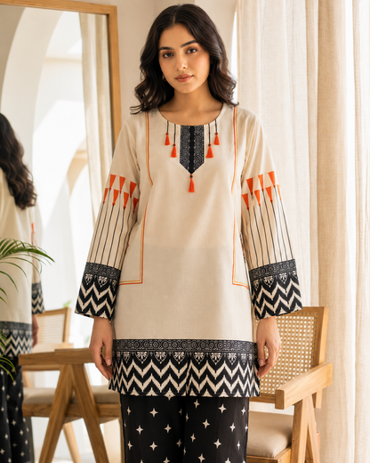 Ivory Noir Imported Rayon Co-ord Set