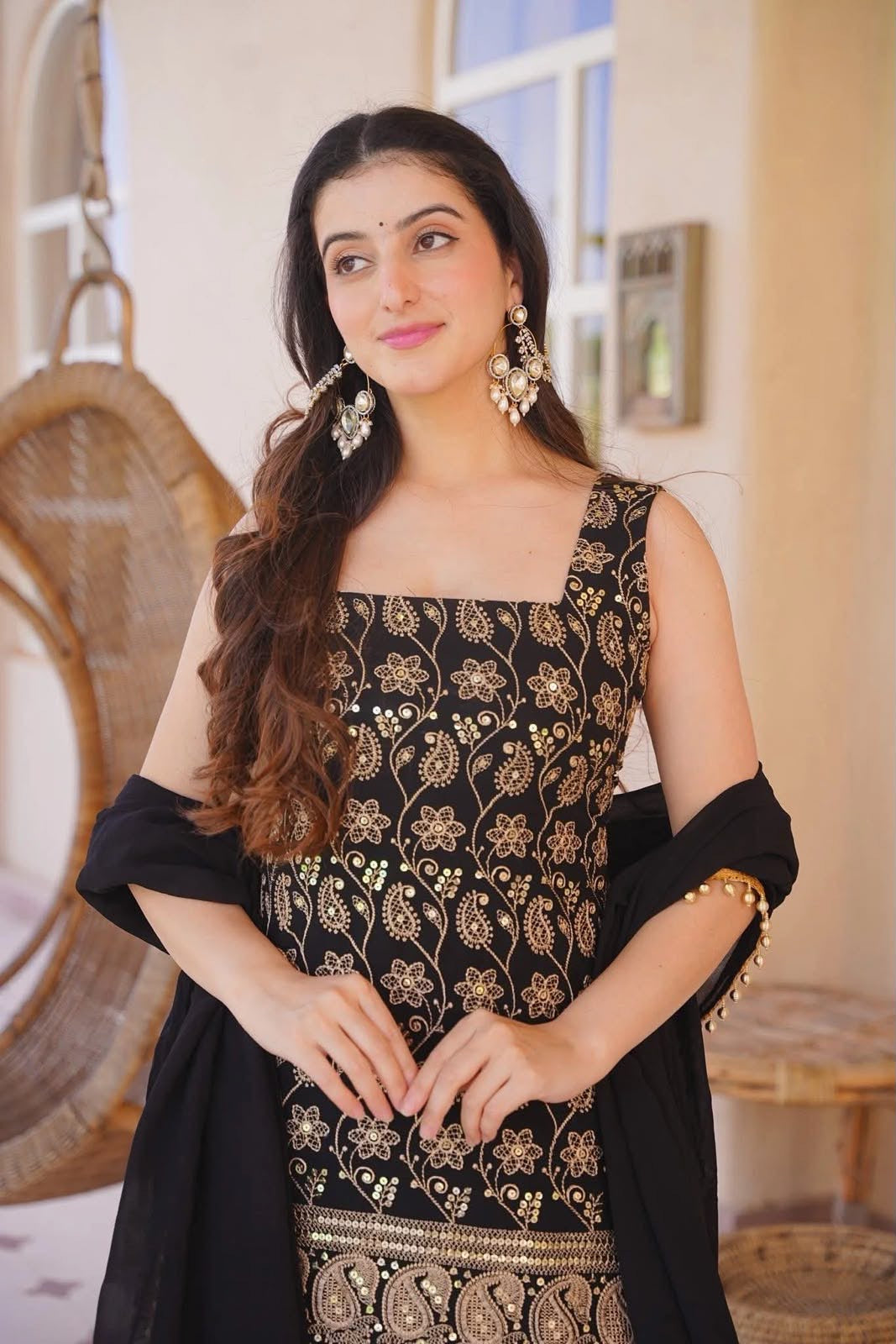 Sharara plazzo and Dupatta❤️ 
(MD-3093) BLACK