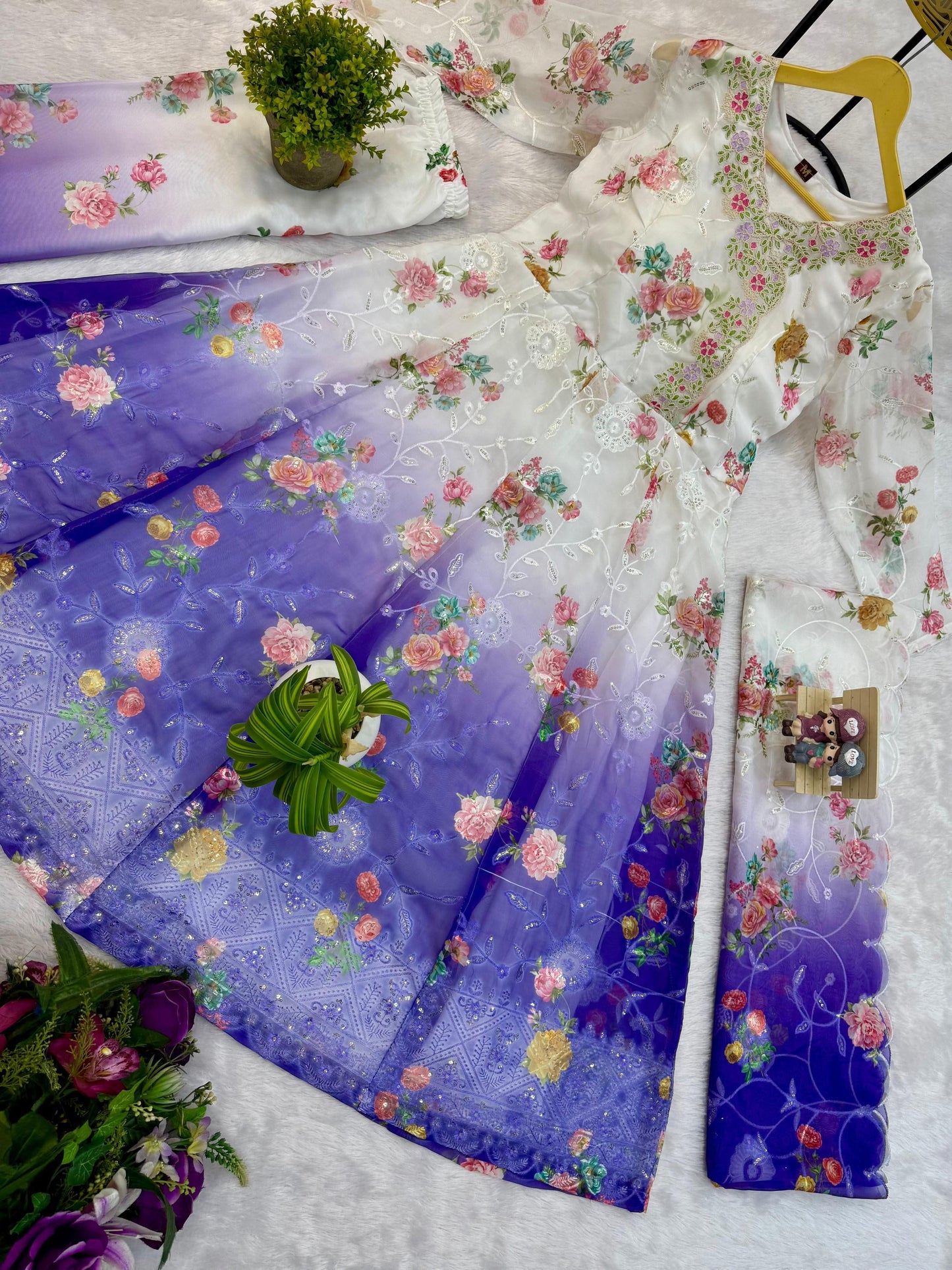 ANARKALI SET SUPER HIT GOWN & DUPATTA SET, WITH EMBROIDERY (1126) Purple