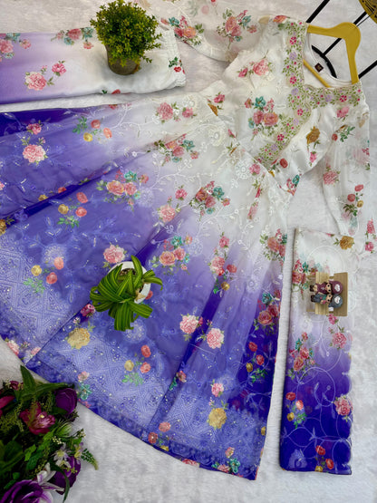 ANARKALI SET SUPER HIT GOWN & DUPATTA SET, WITH EMBROIDERY (1126) Purple