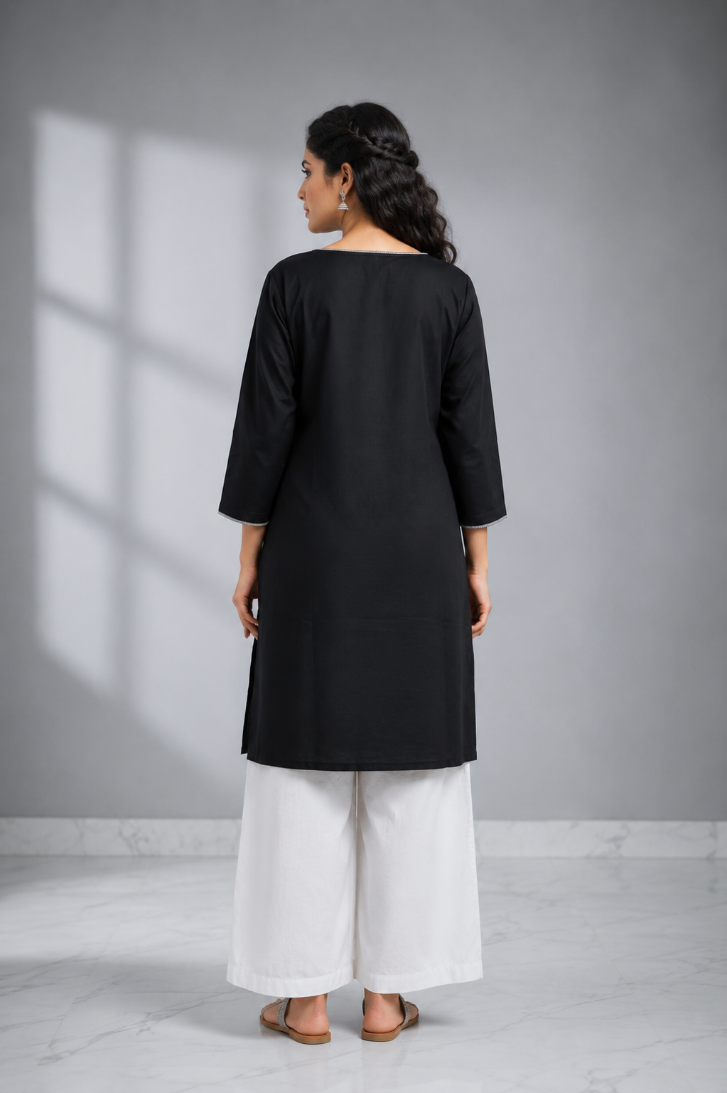 Noir Bloom Cotton Embroidered Co-ord Set