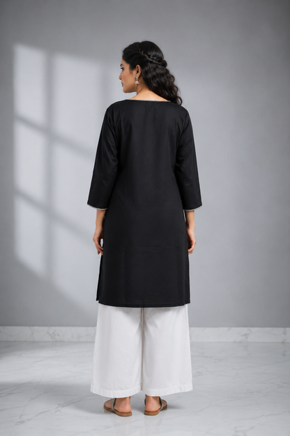 Noir Bloom Cotton Embroidered Co-ord Set