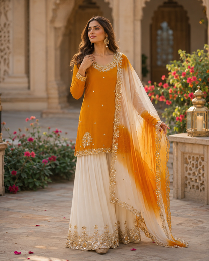 Sunehri Noor Festive Sharara Set (1041) orange
