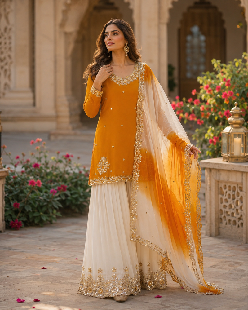 Sunehri Noor Festive Sharara Set (1041) orange