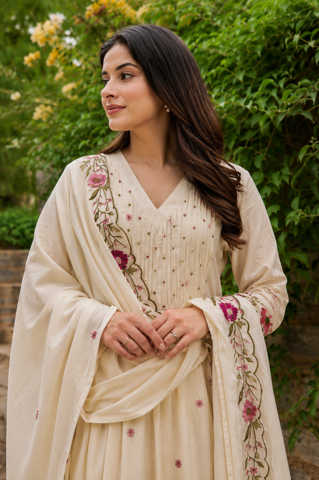 Ivory Garden Bloom Soft Cotton Suit Set