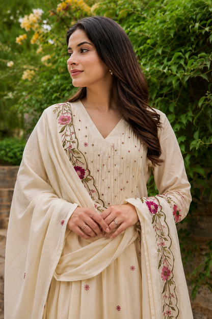Ivory Garden Bloom Soft Cotton Suit Set