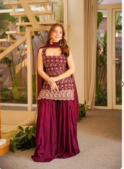Sharara plazzo and Dupatta❤️ 
(MD-3093) Red