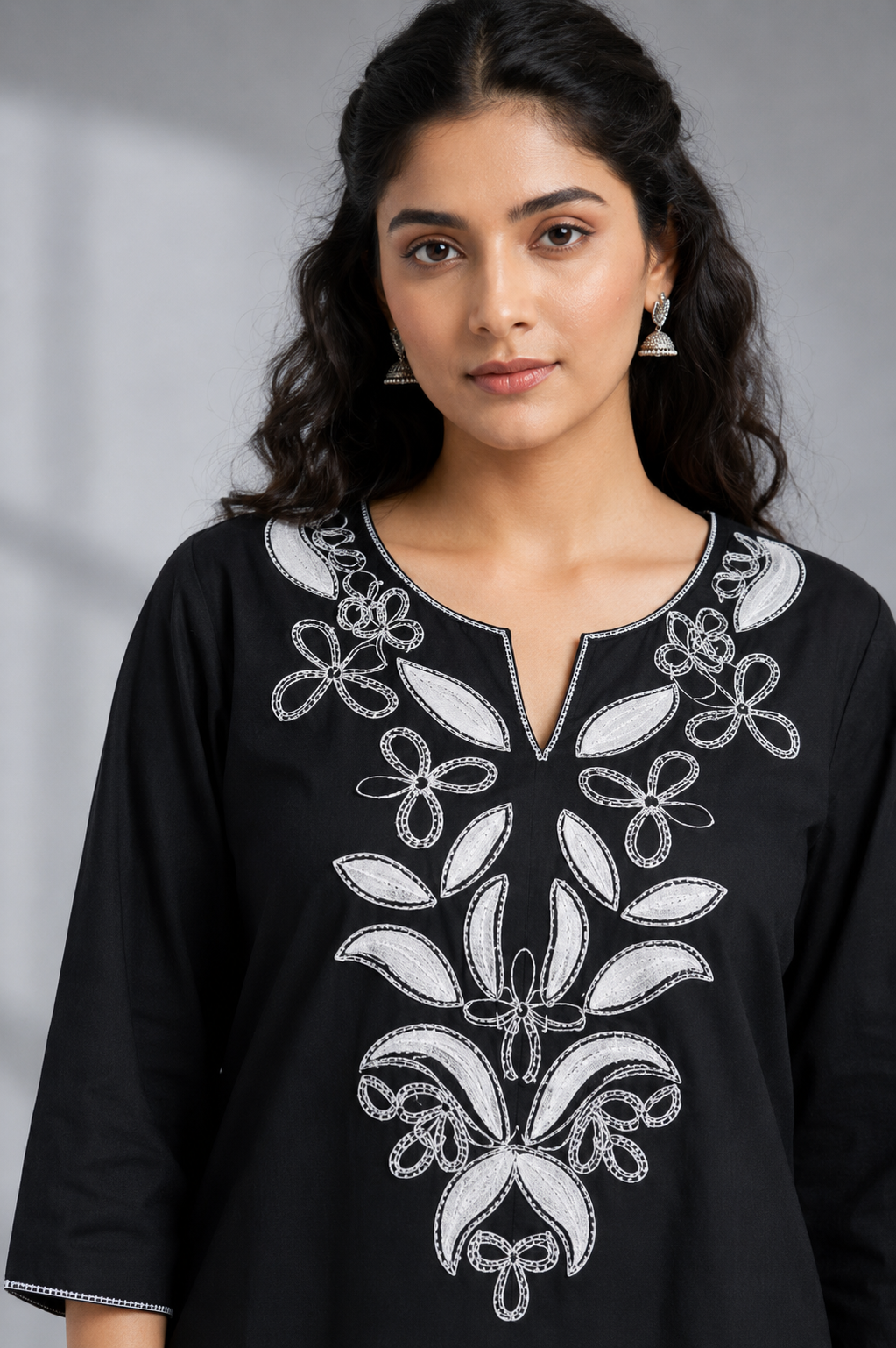 Noir Bloom Cotton Embroidered Co-ord Set