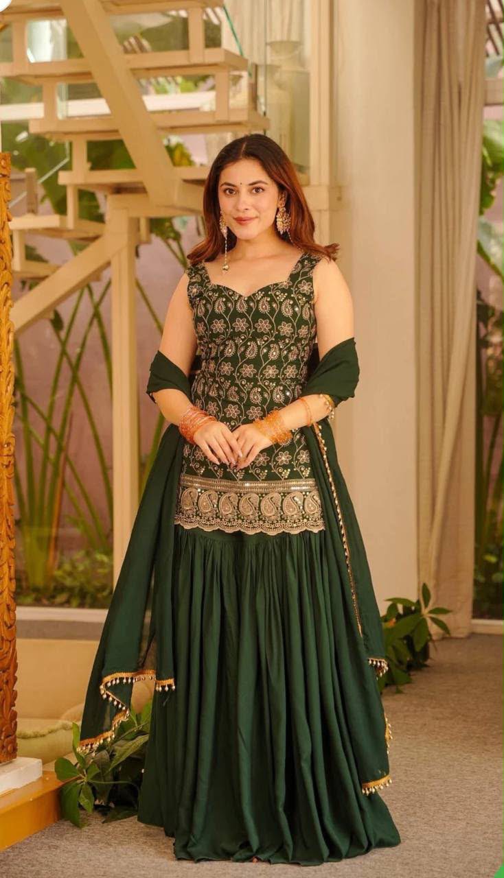 Sharara plazzo and Dupatta
(MD-3093) Green