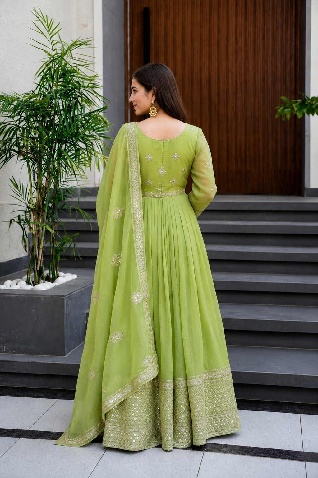 Pista Noor Embroidered Anarkali Set
