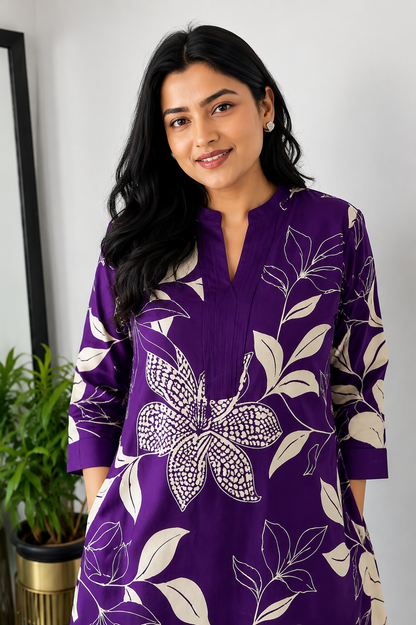 Royal Purple Daily Wear Kurti Set