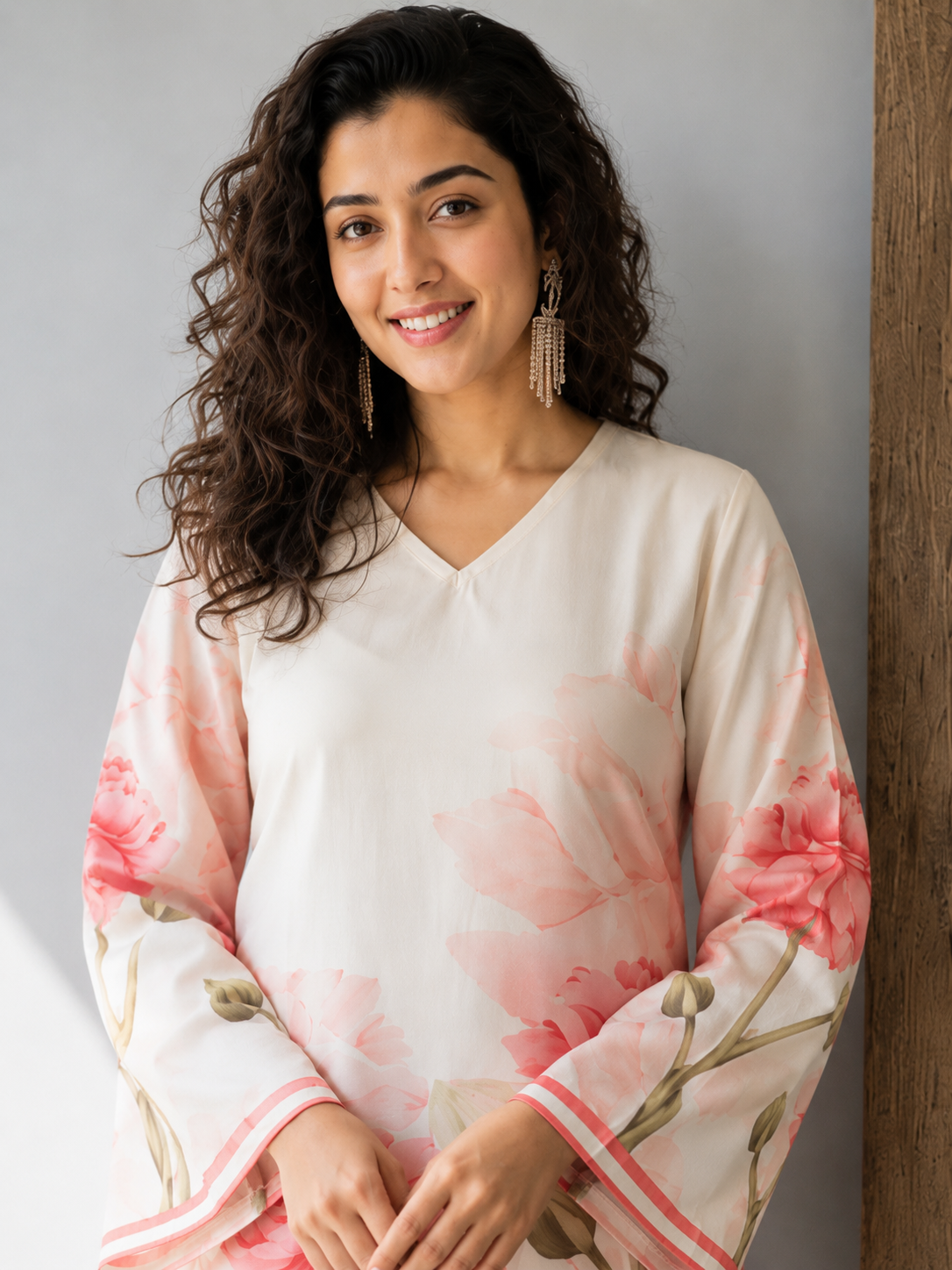 Blush Flora Imported Rayon Co-ord Set