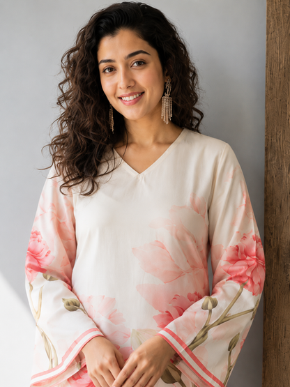 Blush Flora Imported Rayon Co-ord Set