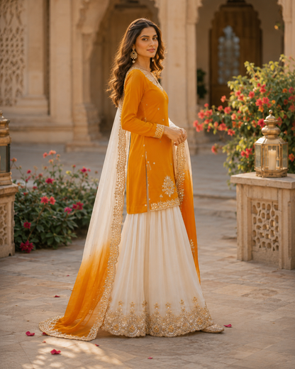 Sunehri Noor Festive Sharara Set (1041) orange