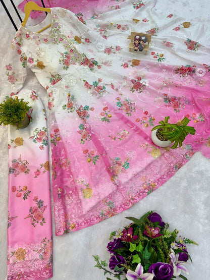ANARKALI SET SUPERHIT TRENDING GOWN & DUPATTA SET WITHEMBROIDERY(1126)Pink