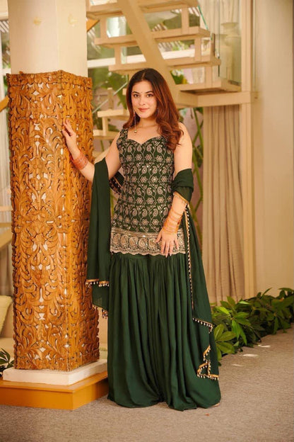 Sharara plazzo and Dupatta
(MD-3093) Green