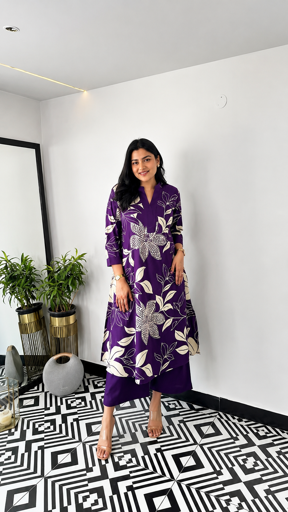 Royal Purple Daily Wear Kurti Set