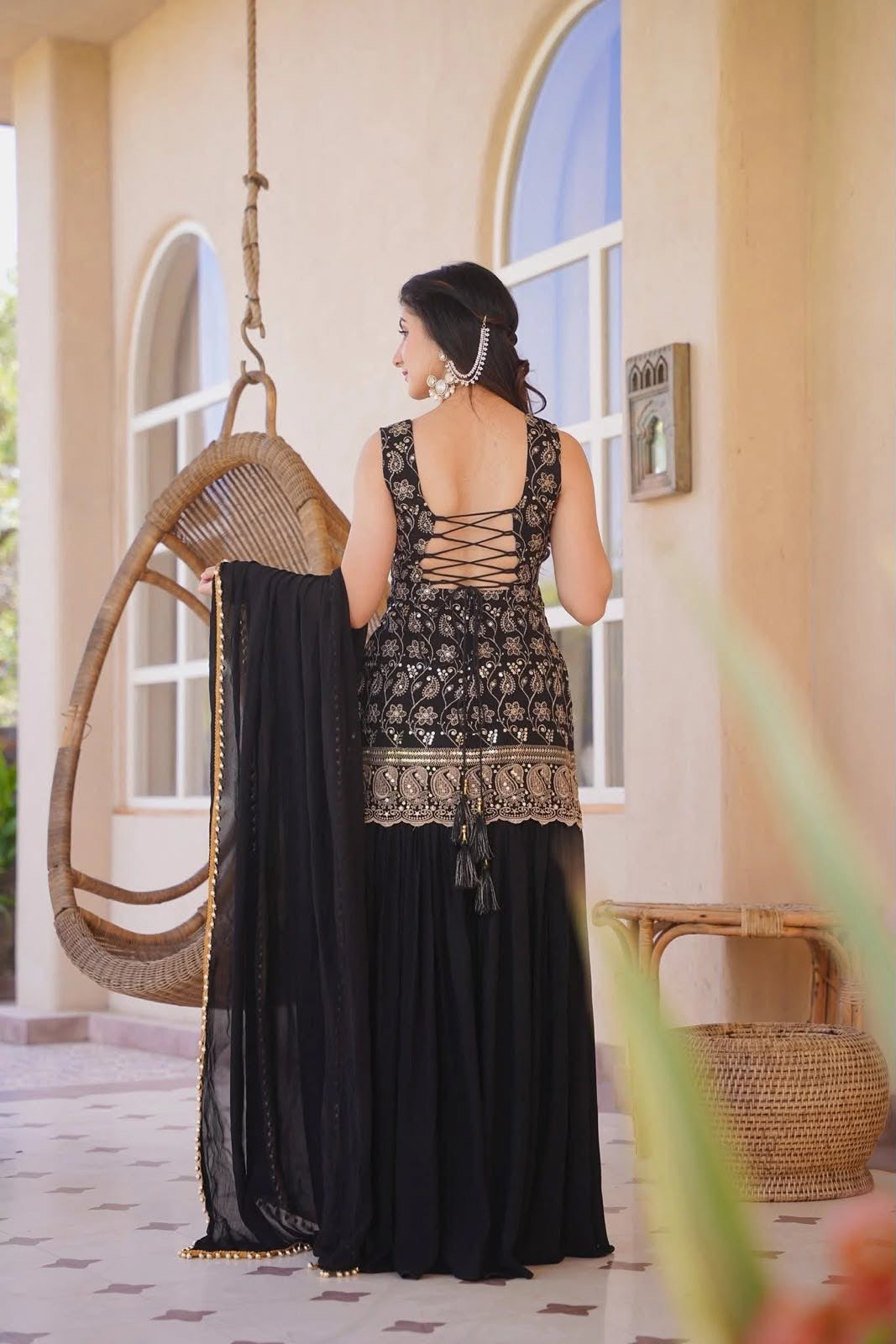 Sharara plazzo and Dupatta❤️ 
(MD-3093) BLACK
