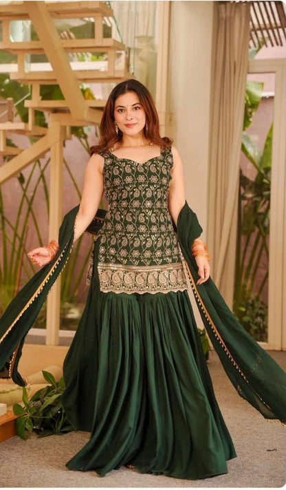 Sharara plazzo and Dupatta
(MD-3093) Green