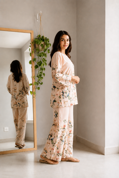 Blush Bloom Rayon Co-ord Set