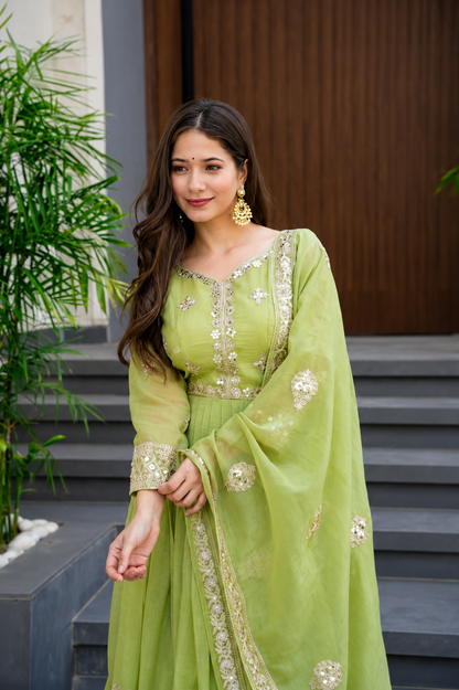Pista Noor Embroidered Anarkali Set