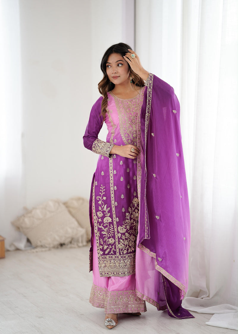 The Royal Ombre Silk Set:-Purple (1621)