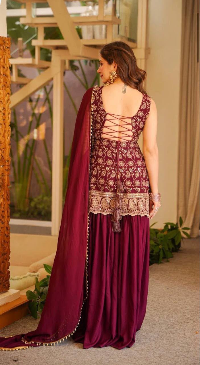 Sharara plazzo and Dupatta❤️ 
(MD-3093) Red