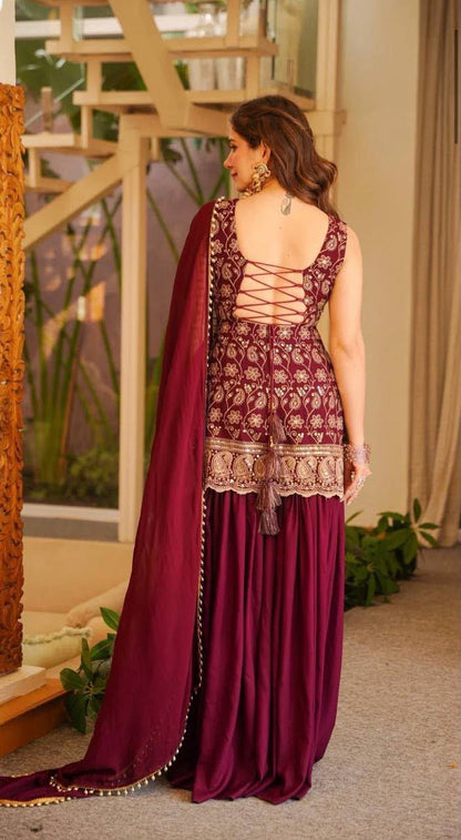Sharara plazzo and Dupatta❤️ 
(MD-3093) Red